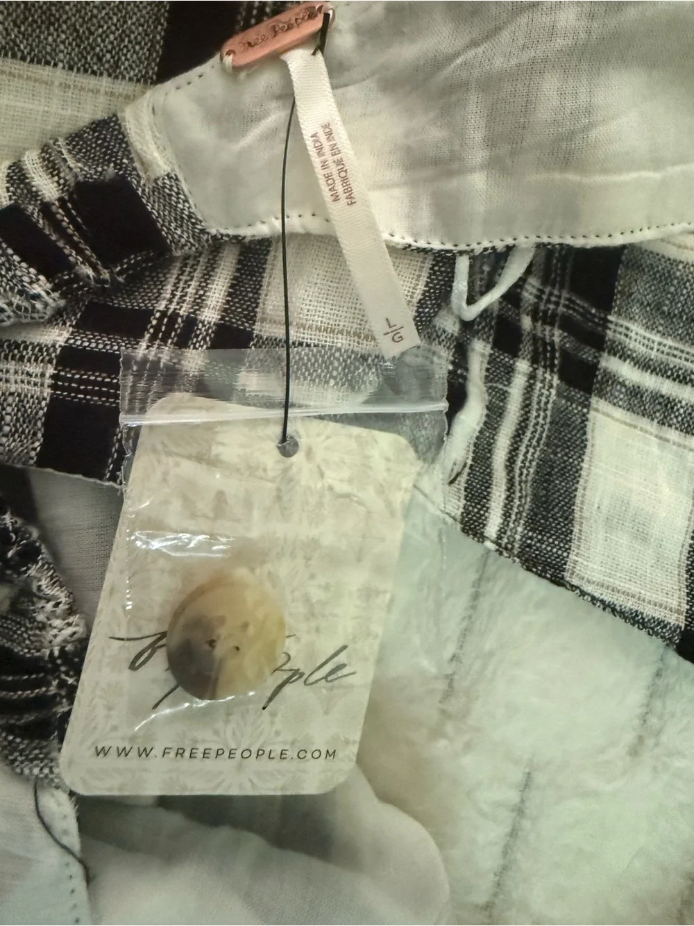 FREE PEOPLE After You Set MAXI SKIRT + TOP Black & White Plaid Boho NWT $168